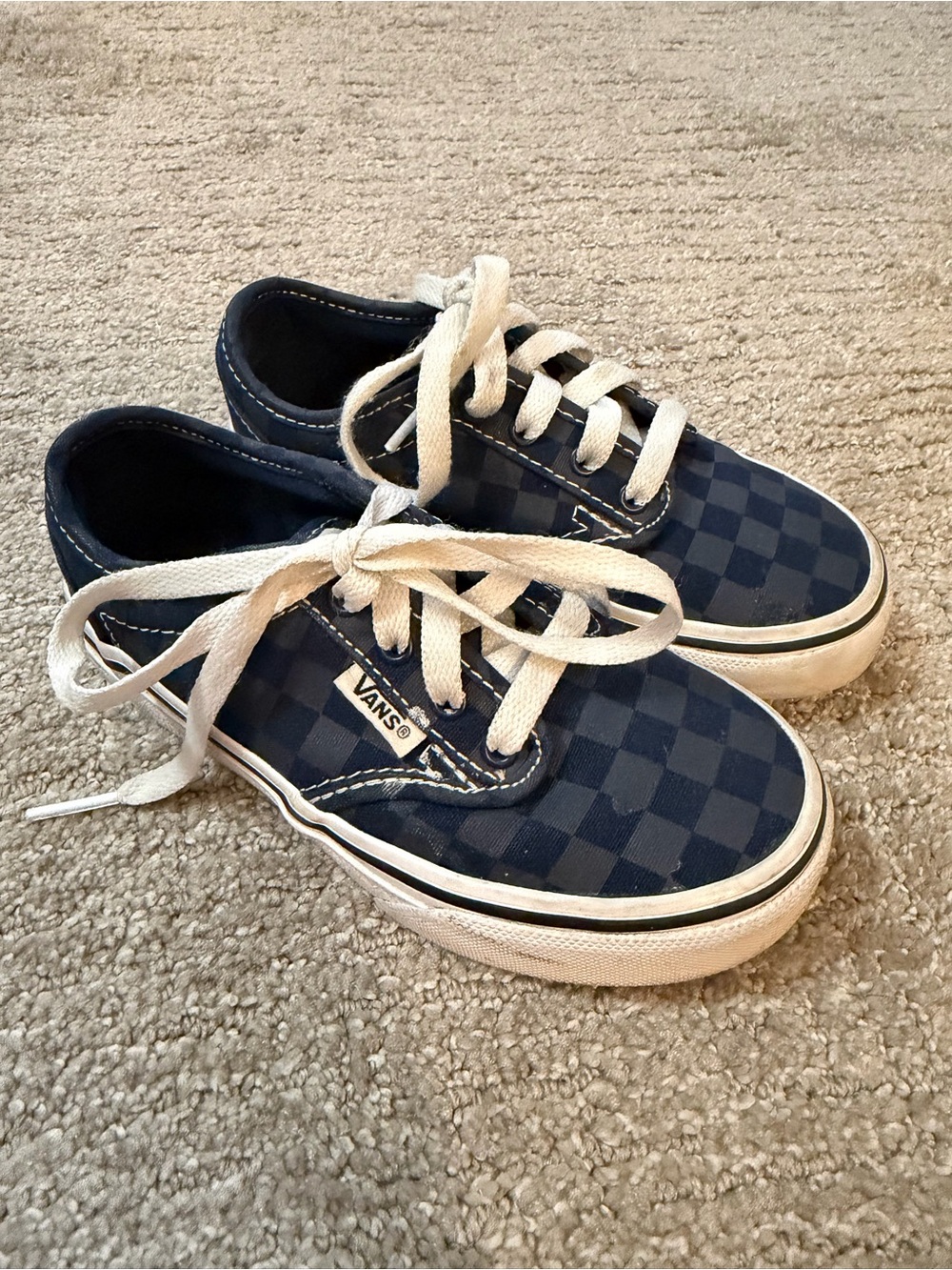 Vans Kids Navy Checkerboard Low-Top Sneakers